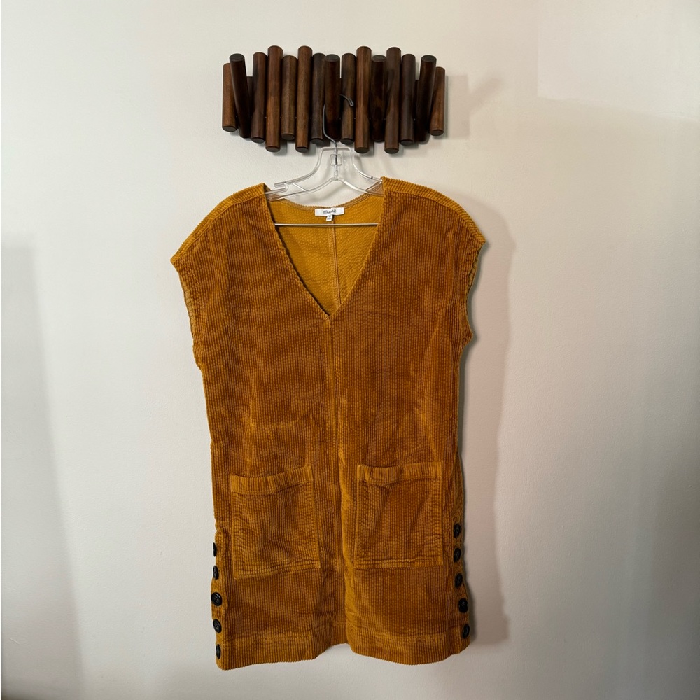 Madewell V-neck, shapeless corduroy mini-dress